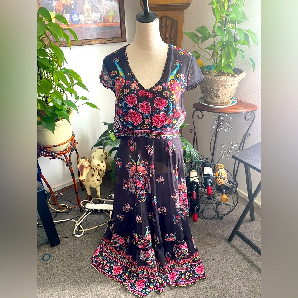 Chic Black Floral Maxi Dress size XL